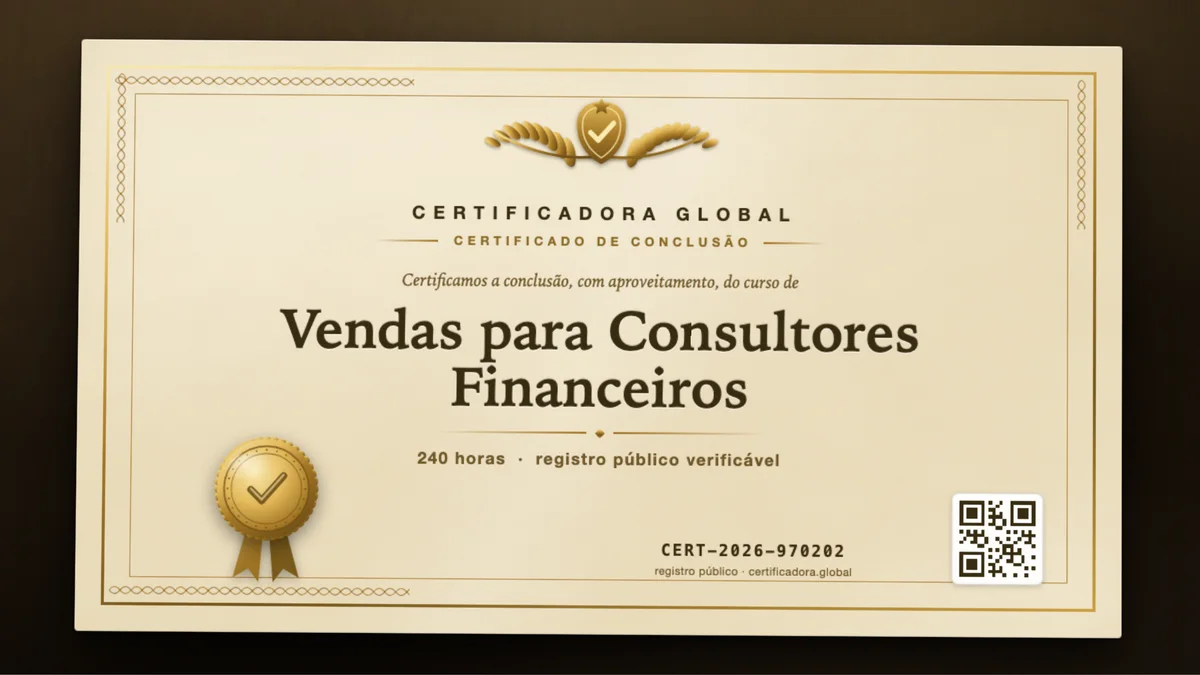 Capa do curso Vendas para Consultores Financeiros