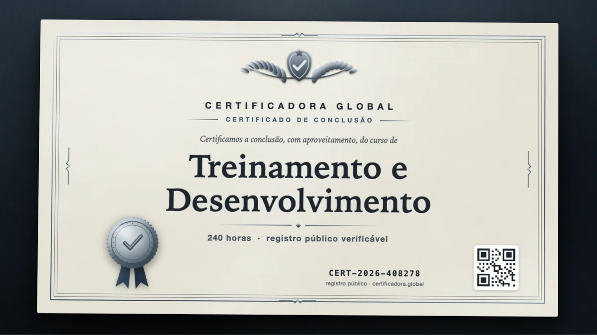 Capa do curso Treinamento e Desenvolvimento