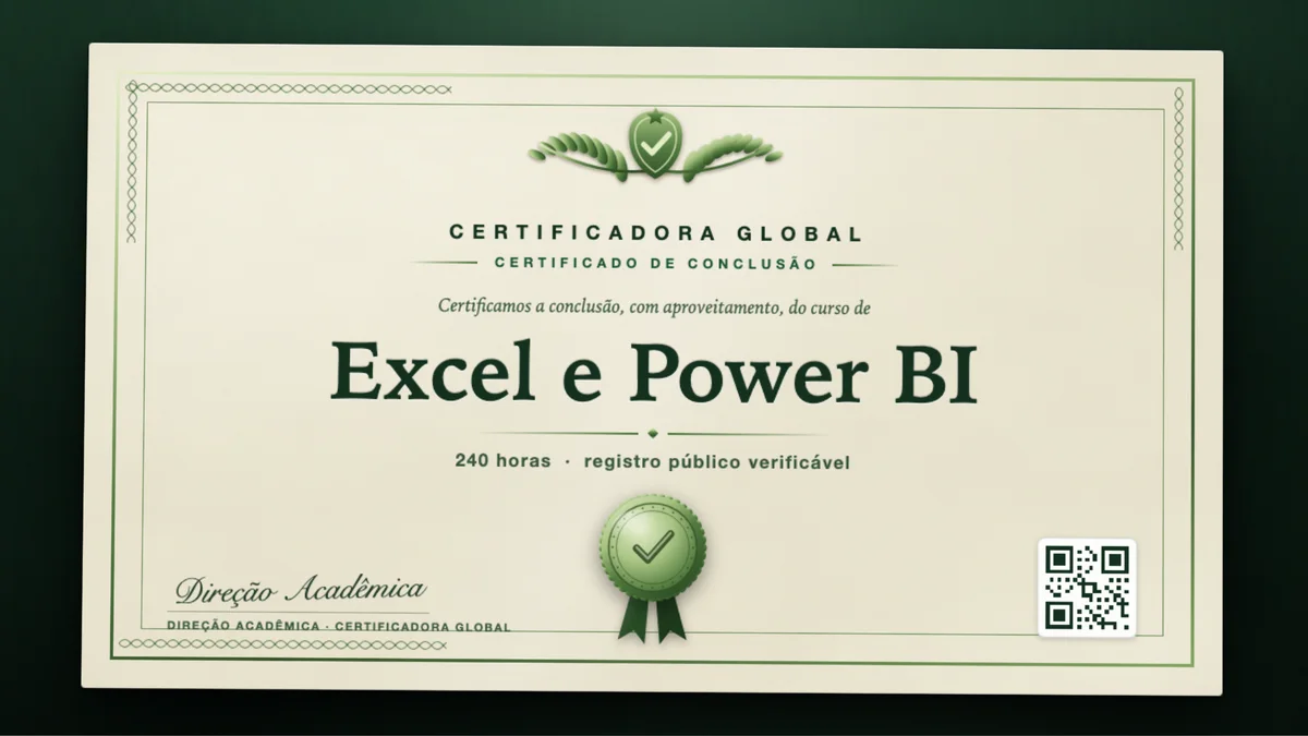 Capa do curso Excel e Power BI