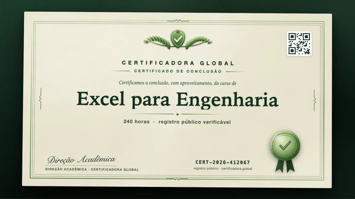 Capa do curso Excel para Engenharia