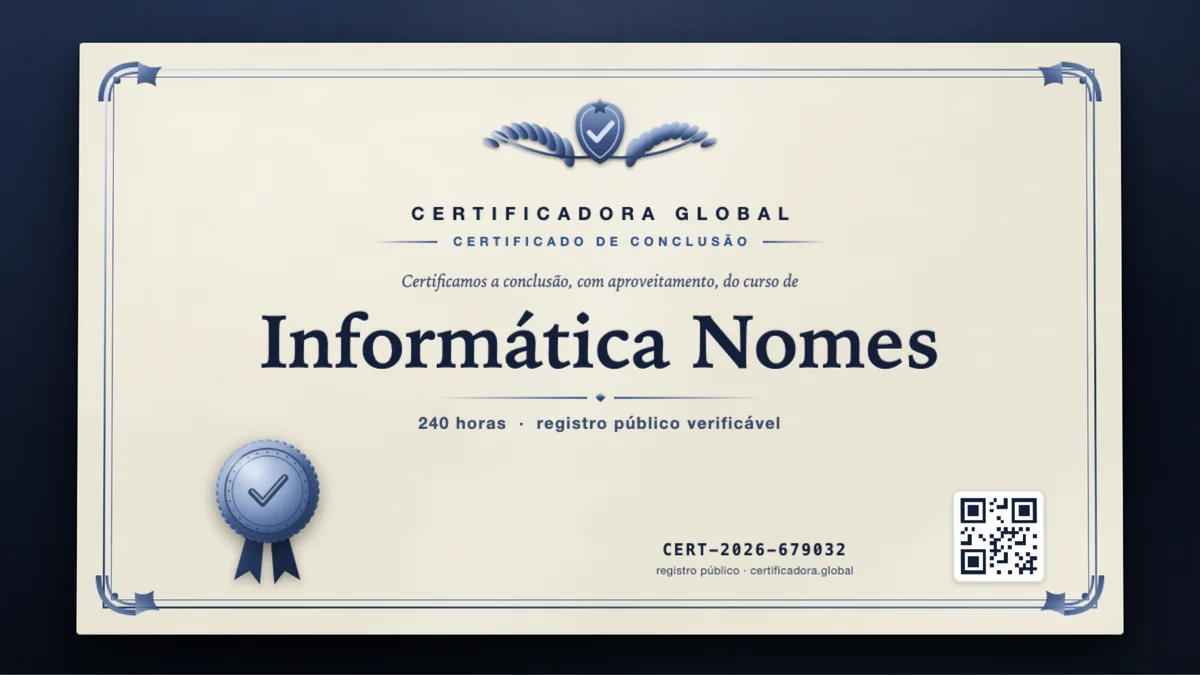 Capa do curso Informática Nomes