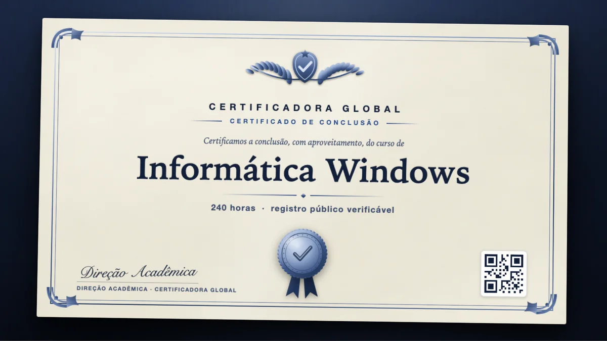 Capa do curso Informática Windows