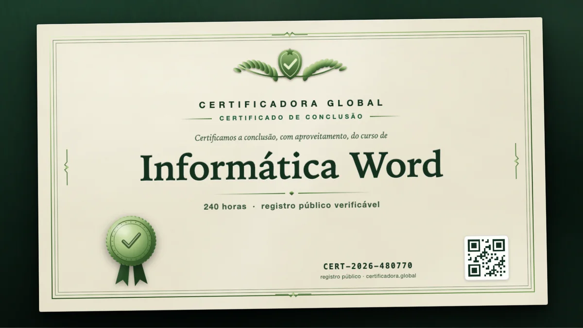 Capa do curso Informática Word
